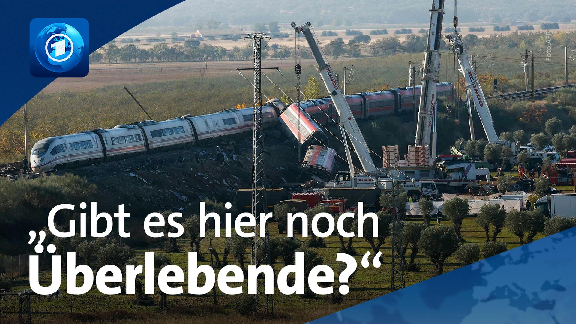 Blick auf den Unfallort einer Kollision zwischen zwei ZÃ¼gen in Urda (Spanien). | AFP/ARD-aktuell