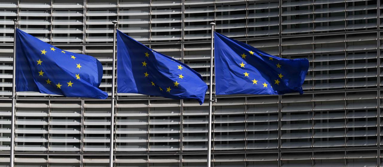Flaggen der Europäischen Union an Fahnenmasten