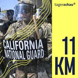 Bild zweier Beamter der Natonalgarde bei Anti ICE-Demonstrationen in Los Angeles. 