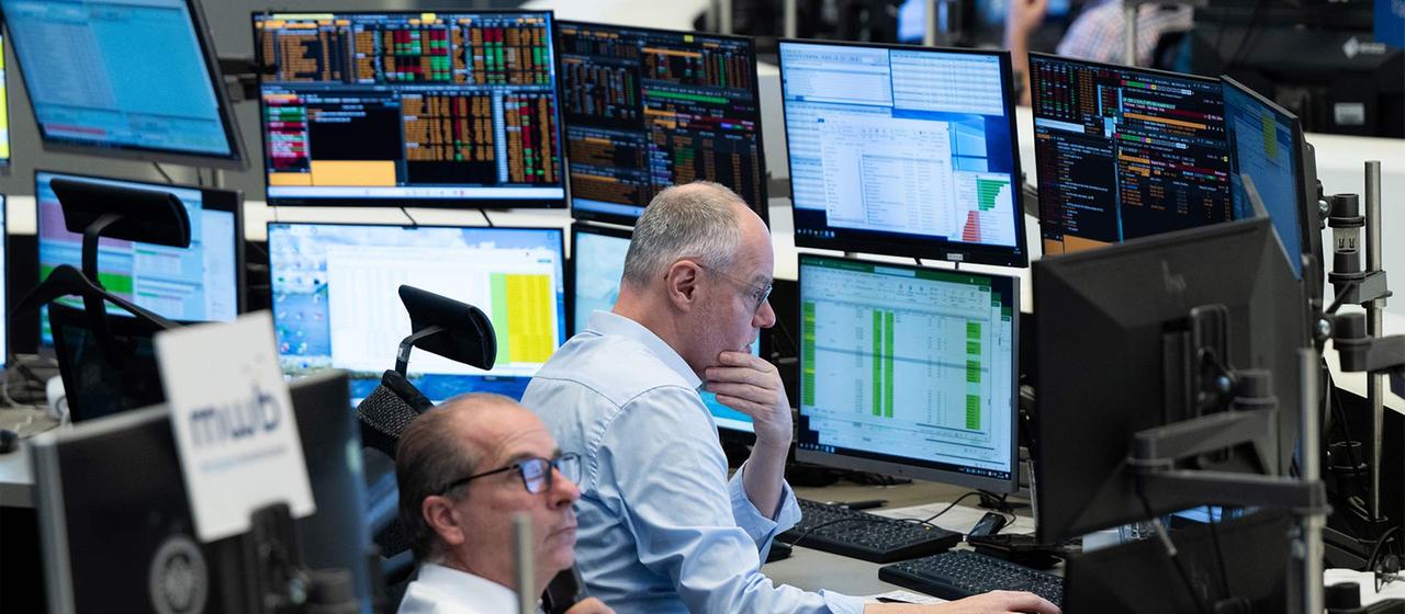 Börsenhändler an der Frankfurter Börse.