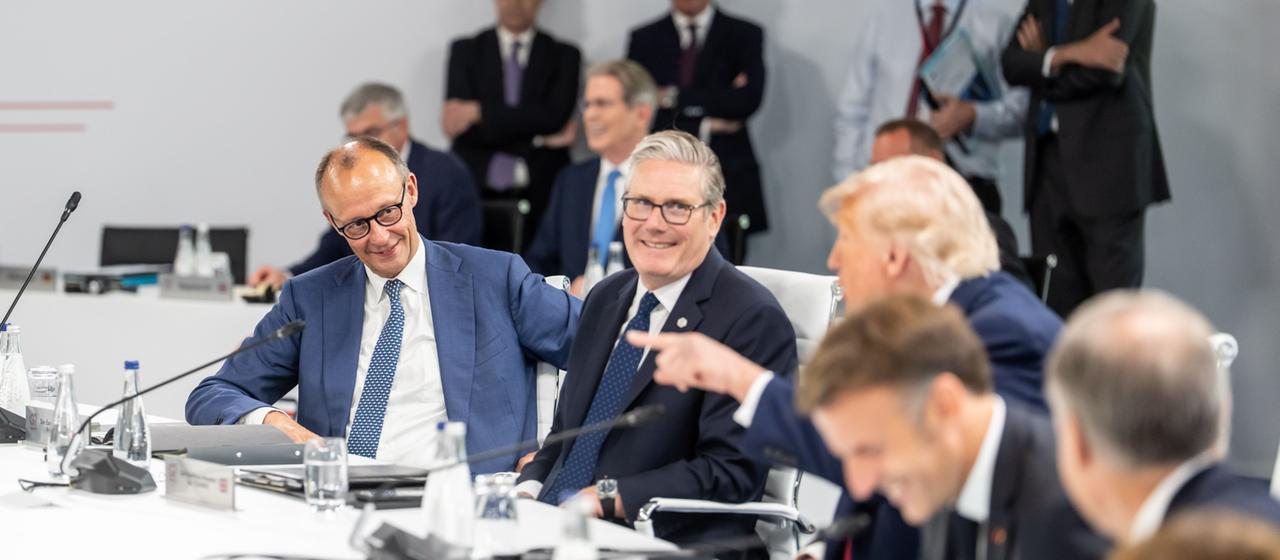 Arbeitssitzung beim G7 Gipfel in Evian.