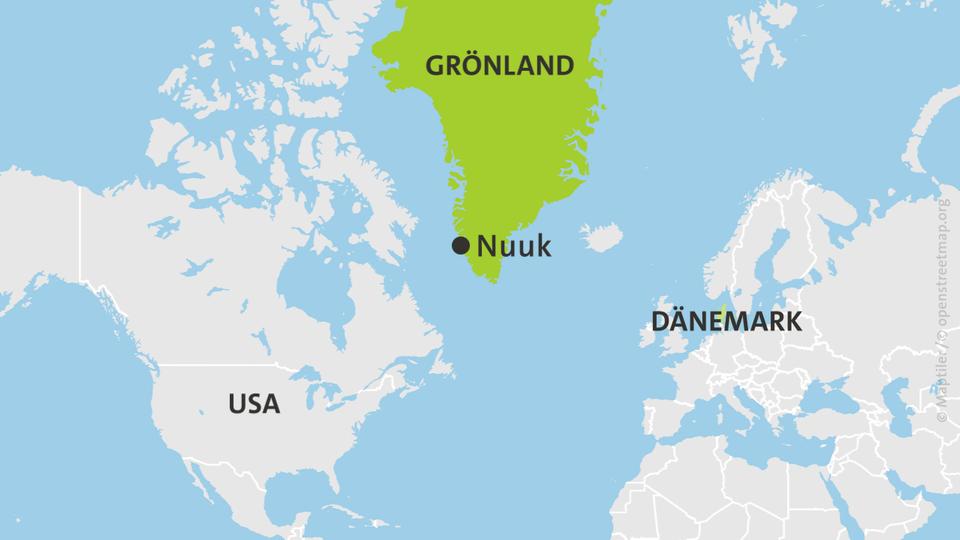 Karte von Grönland und Dänemark