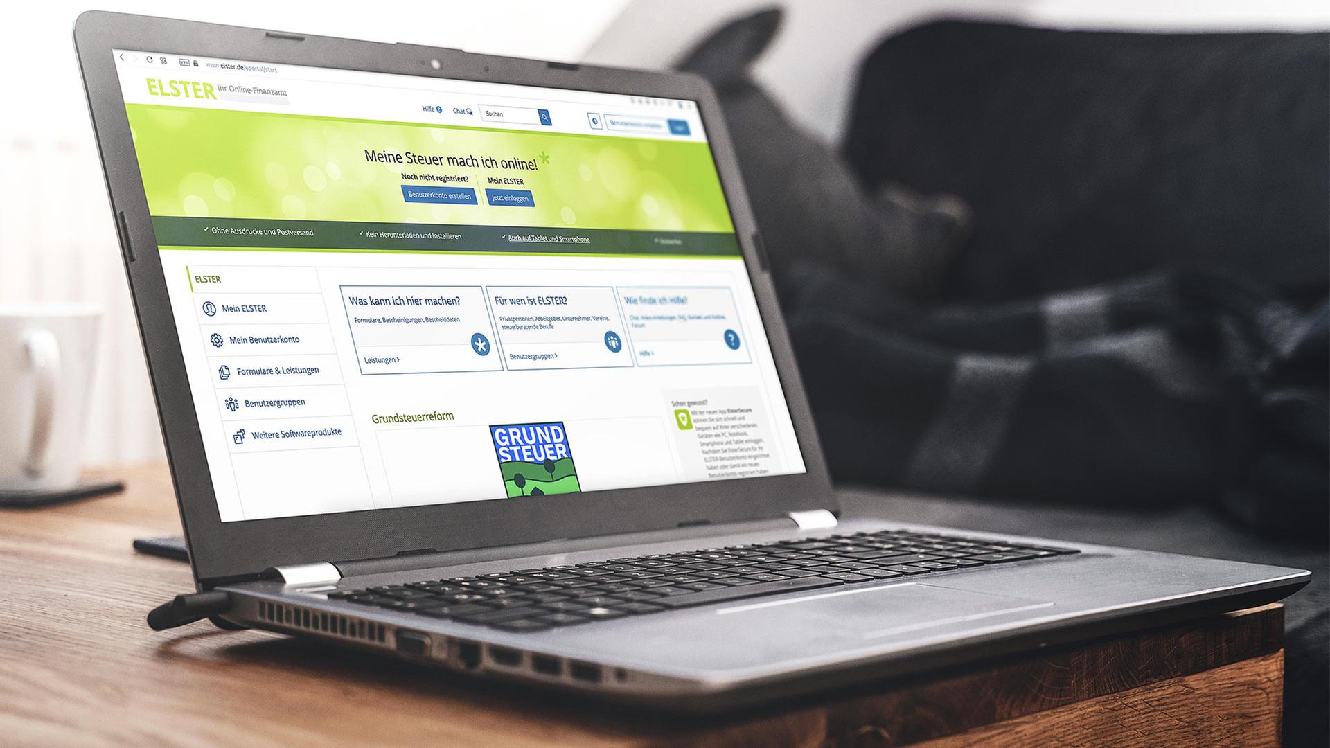 Die Eingabemaske für die Angaben zur Grundsteuer im Online-Steuerportal Elster auf einem Computerbildschirm. | picture alliance / CHROMORANGE