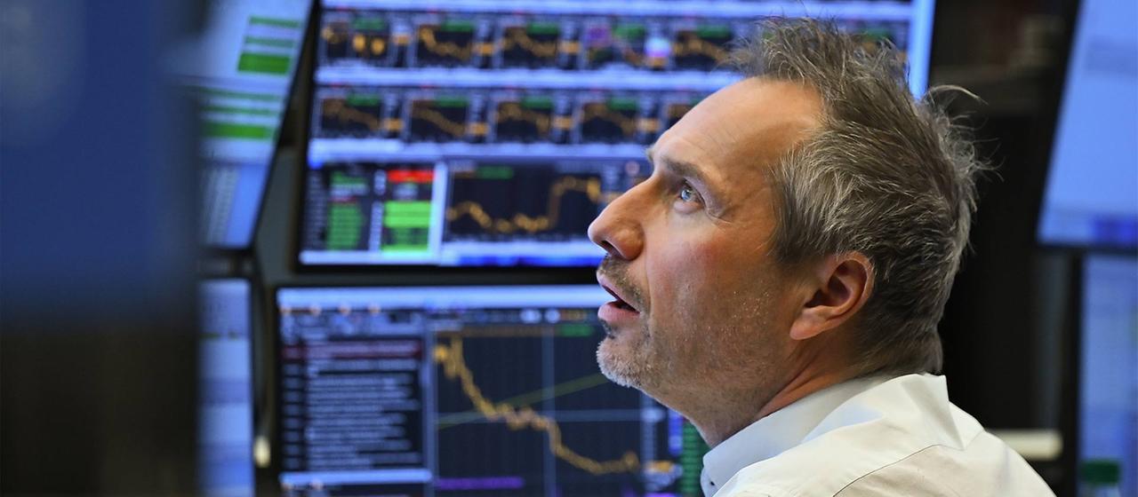 Börsenhändler an der Frankfurter Börse.