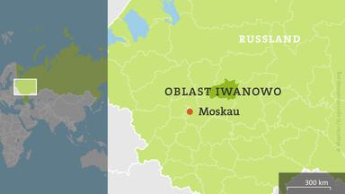 Karte Russland mit dem Oblast Iwanowo