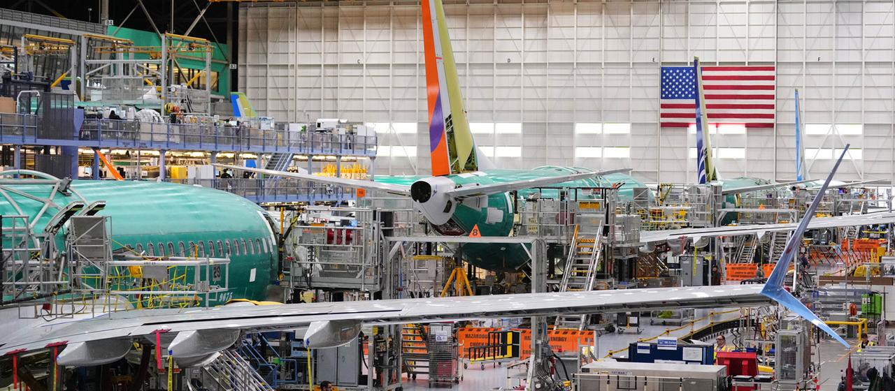 Boeing 737 MAX Flugzeuge werden im Werk in Renton, Washington, zusammengebaut.