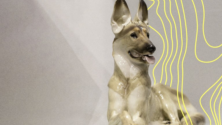 Eine Porzellanfigur eines Schäferhundes von der Porzellan Manufaktur Allach (PMA) ist in der Dauerausstellung "Nationalsozialismus in München" im Stadtmuseum München neben der Figur einer Hessischen Bäuerin (beide 1938) zu sehen.