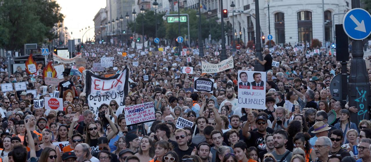 Demonstrationszug in Madrid