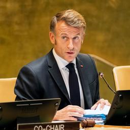Faisal bin Farhan Al-Saud und Emmanuel Macron bei der Generaldebatte der Vereinten Nationen in New York