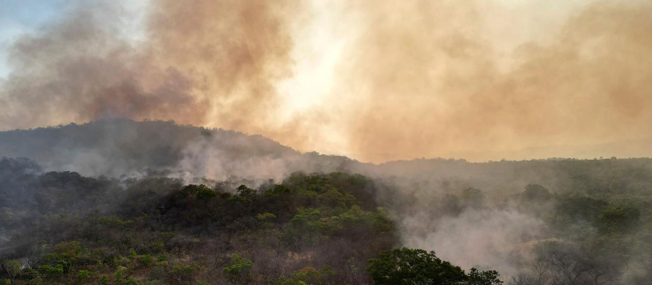 Rauch steigt von Waldbränden in der Nähe des brasilianischen Nationalparks Chapada dos Veadeiros auf. | AP Rauch steigt von Waldbränden in der Nähe des brasilianischen Nationalparks Chapada dos Veadeiros auf.