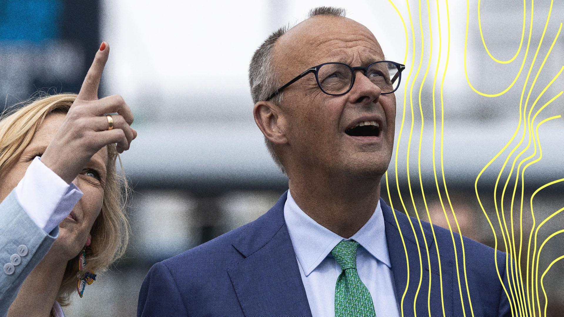 Friedrich Merz besucht die ILA 2026 auf dem Gelände des Flughafens Berlin Brandenburg. | picture alliance / onw-images | Daniel Kessler
