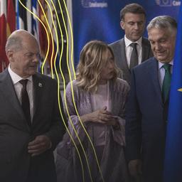 Olaf Scholz, deutscher Bundeskanzler, Giorgia Meloni, italienische Ministerpräsidentin und Viktor Orban, ungarischer Ministerpräsident beim Europäischen Rat in Brüssel am 27. Juni 2024.