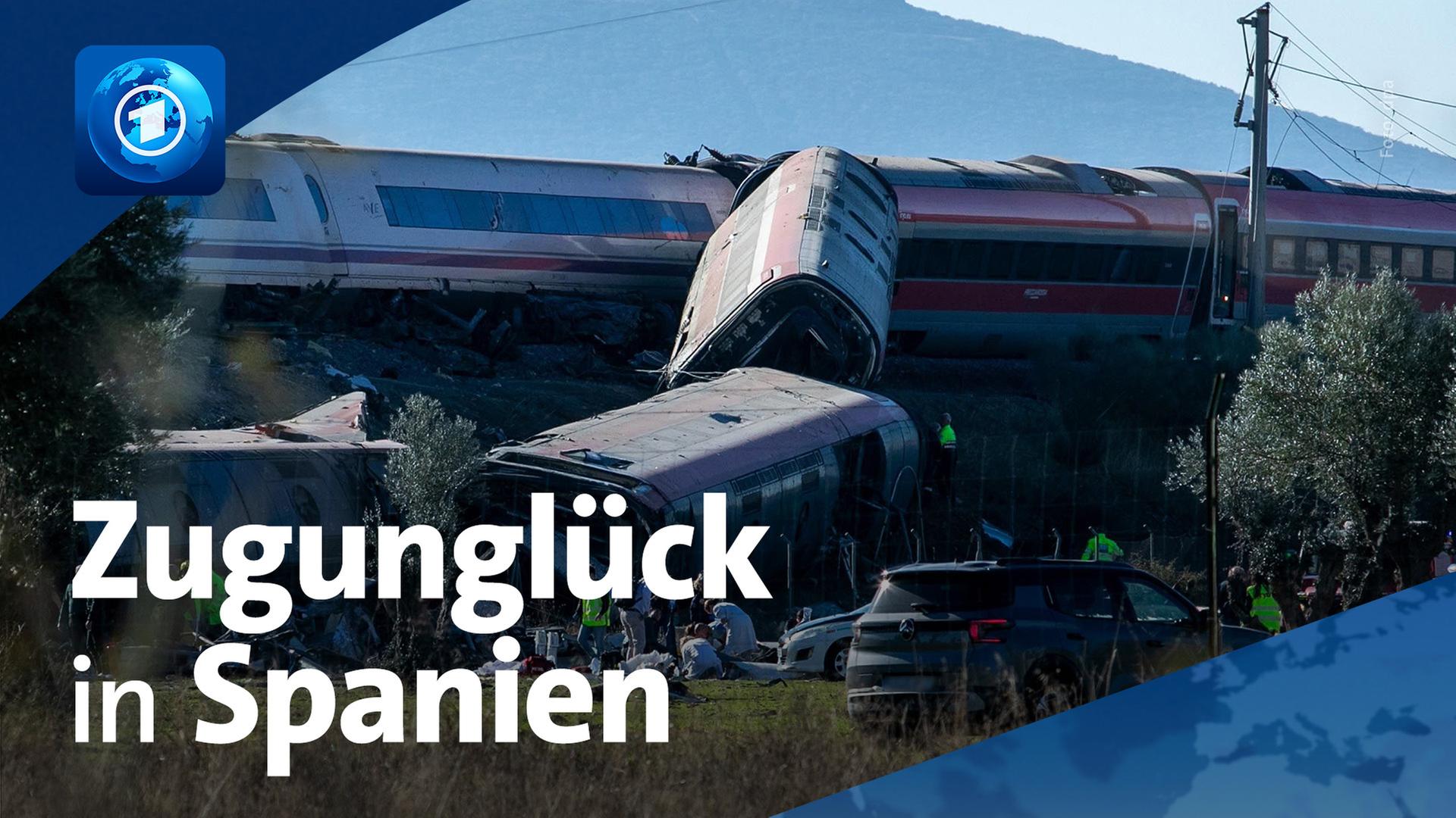 Blick auf den Unfallort einer Kollision zwischen zwei ZÃ¼gen in Urda (Spanien). | dpa/ARD-aktuell