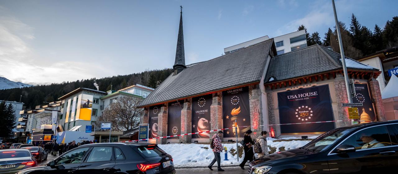 Das "USA House" während des Weltwirtschaftsforums in Davos, Schweiz