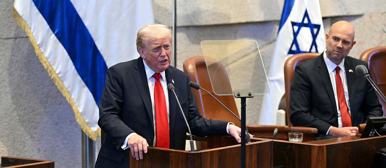 Donald Trump hält eine Rede in der Knesset.