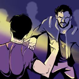 Zeichnung: Auseinandersetzung zwischen zwei Männern