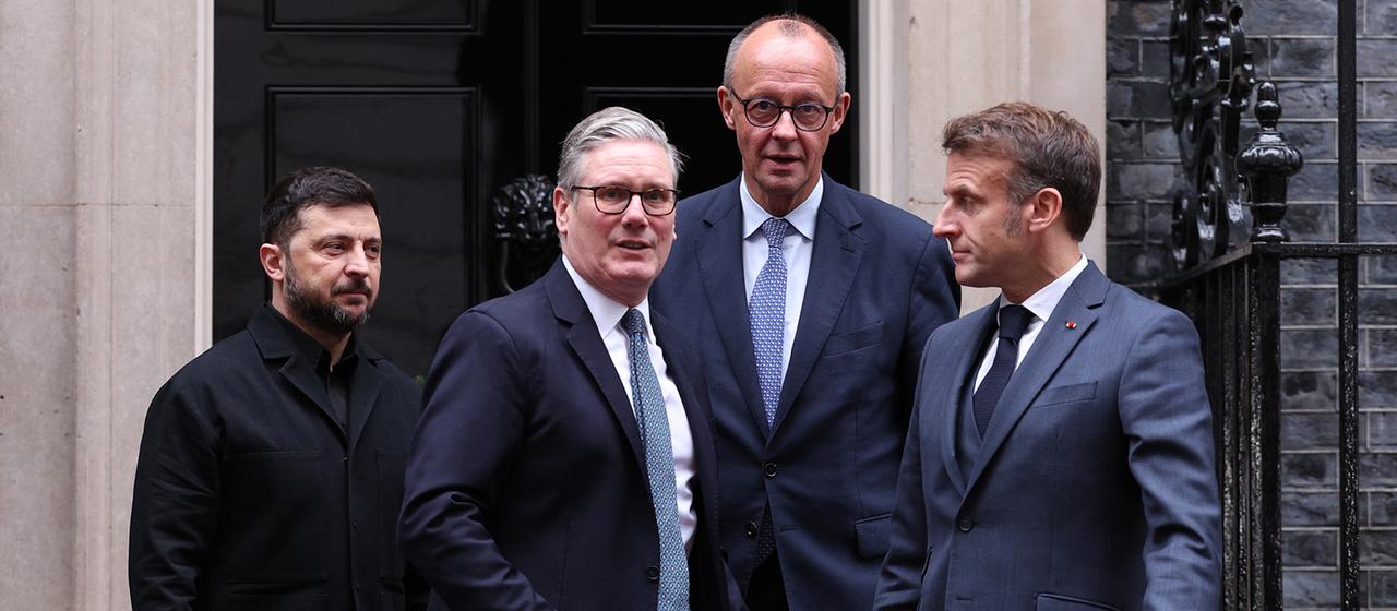 Wolodymyr Selenskyj, Keir Starmer, Friedrich Merz und Emmanuel Macron