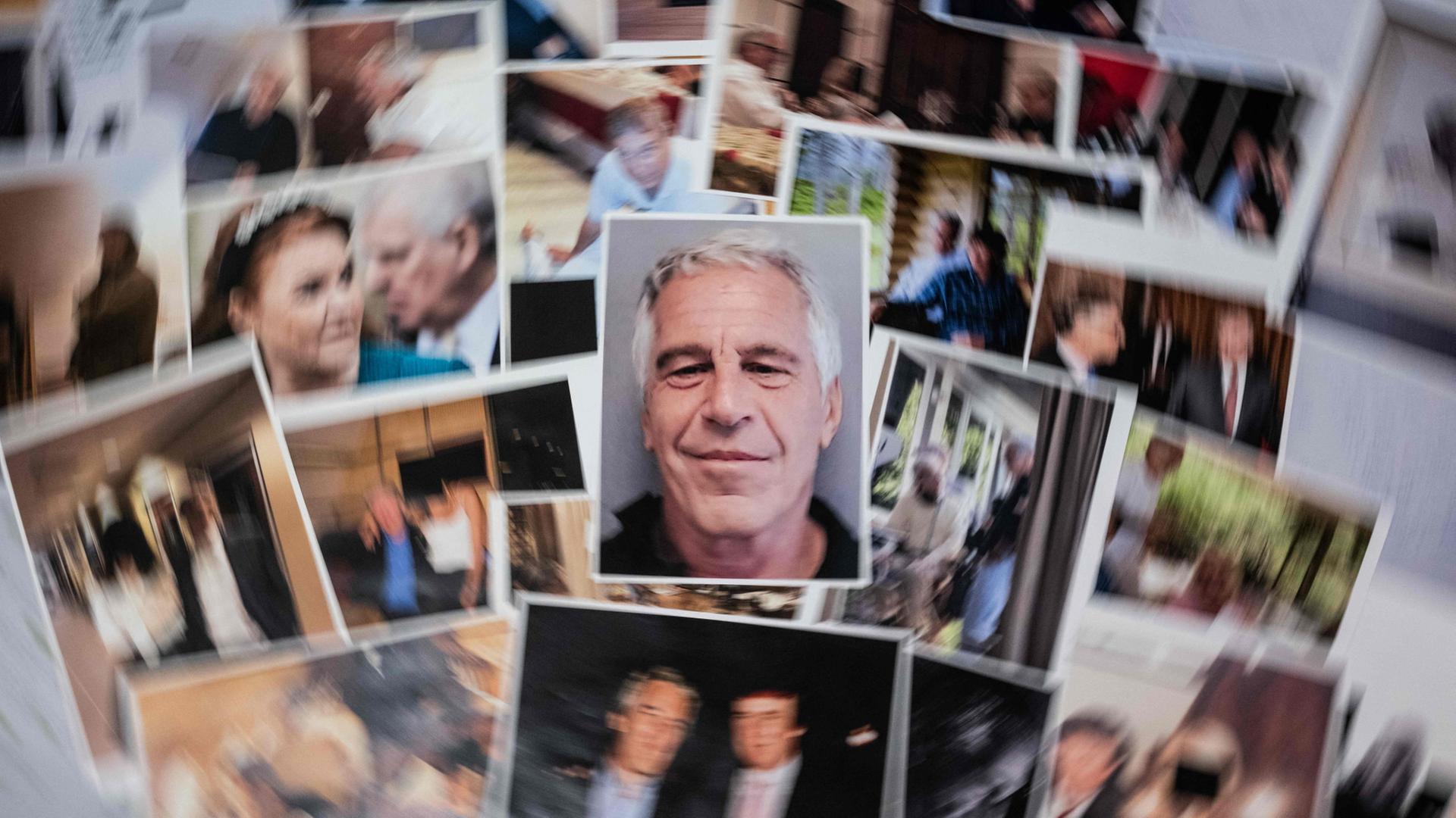 Eine Fotocollage zeigt den verurteilten Sexualstraftäter Epstein und sein Netzwerk | AFP