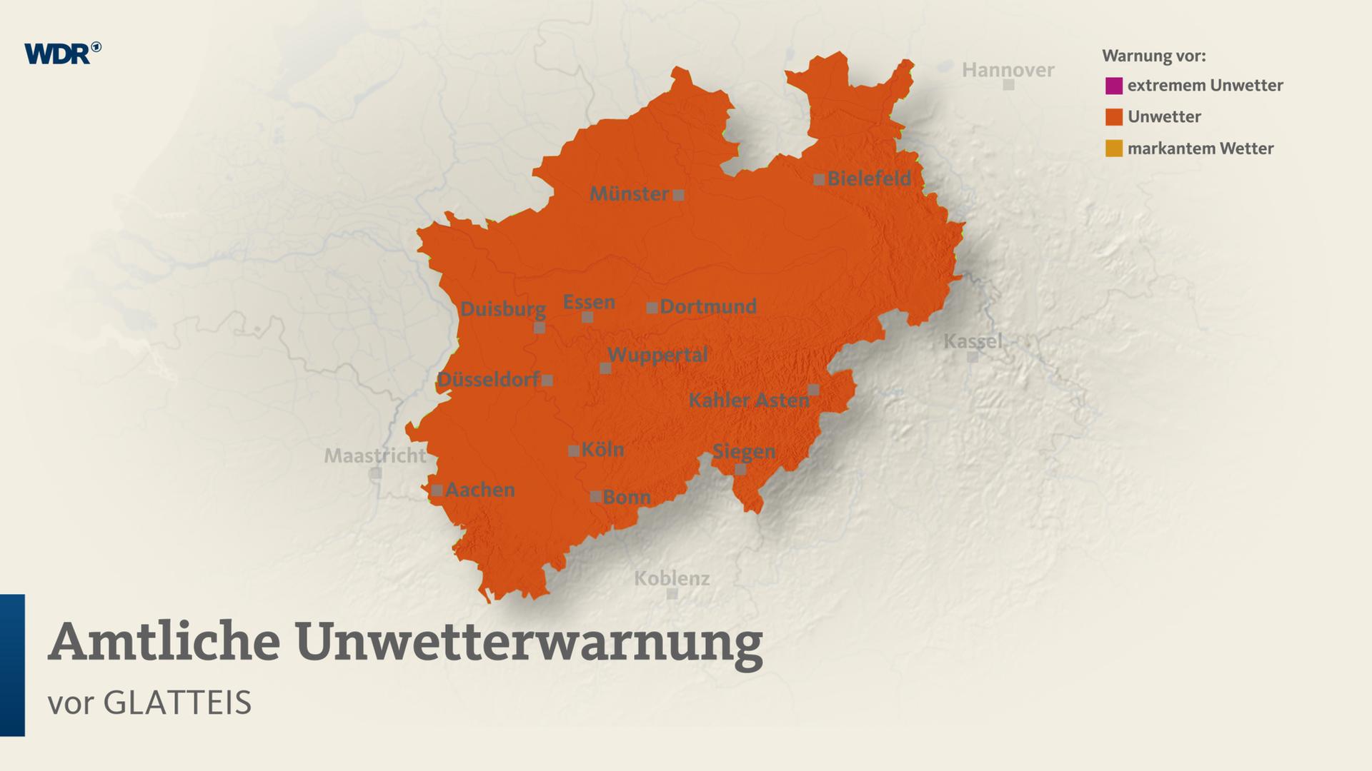 Glatteis: Amtliche Unwetterwarnung für ganz NRW seit Mitternacht