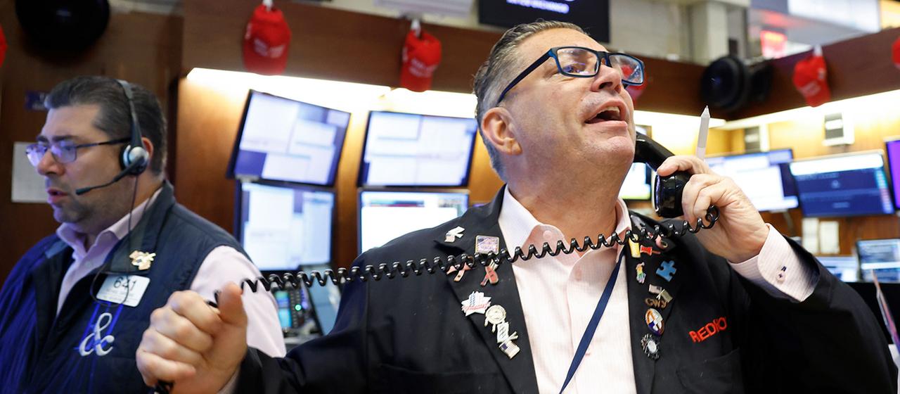 Börsenhändler auf dem Parkett der New Yorker Börse.