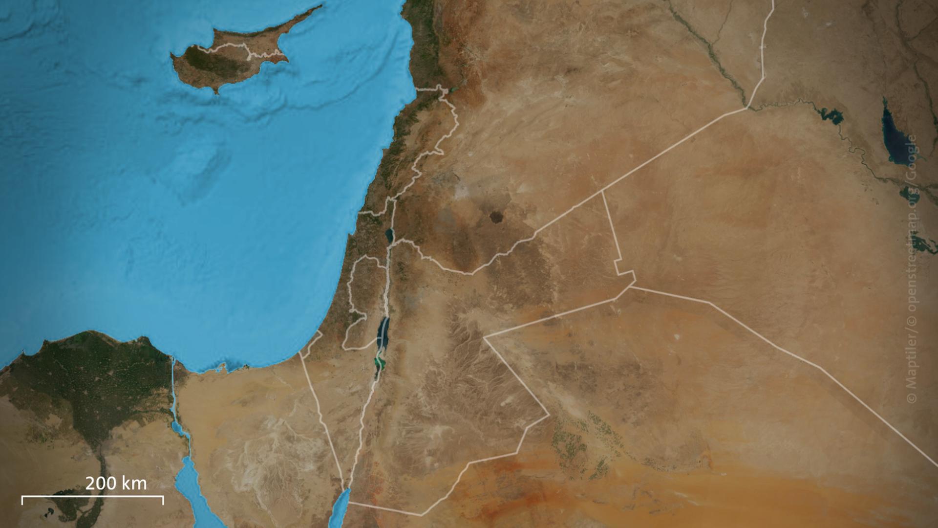Satelliten Karte der Länder des Nahen Ostens | ARD-aktuell
