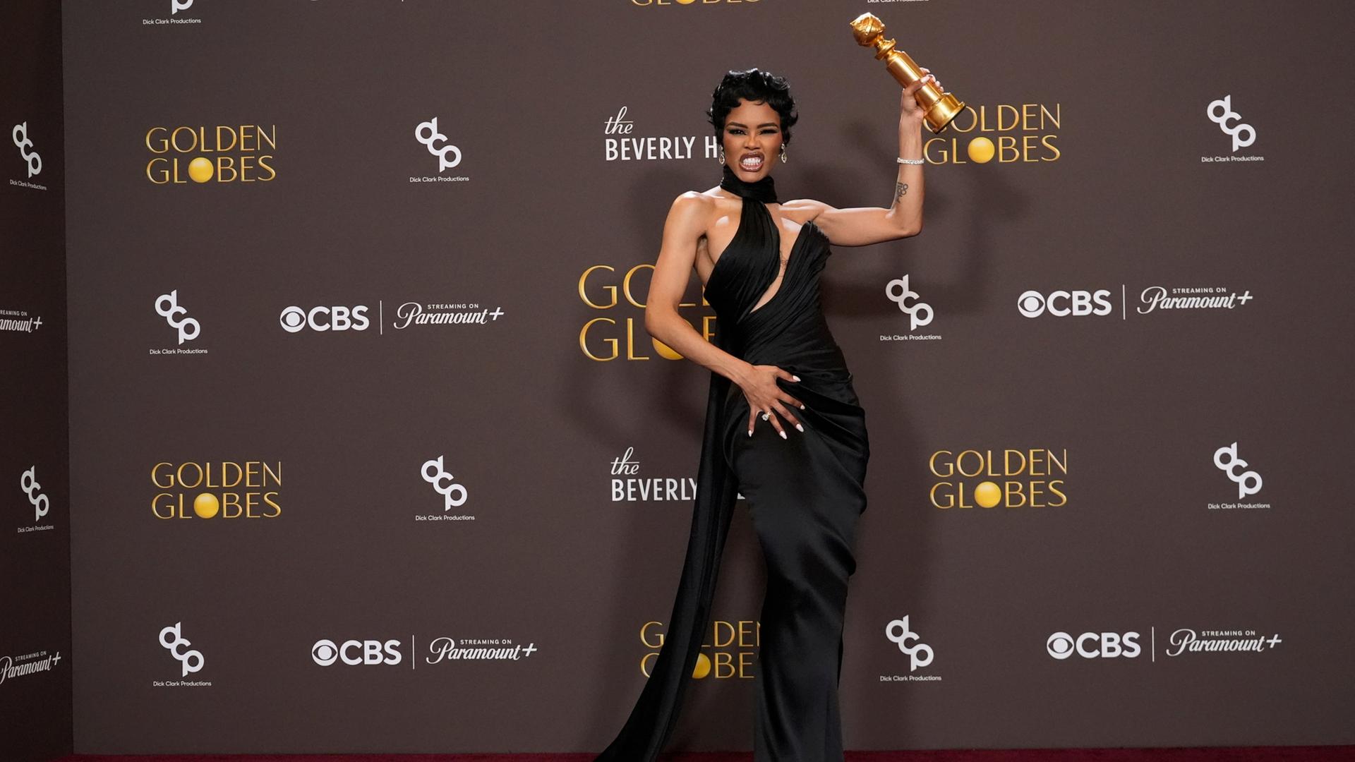 Schauspielerin Teyana Taylor posiert während der 83. Golden Globes. | Chris Pizzello/Invision/AP