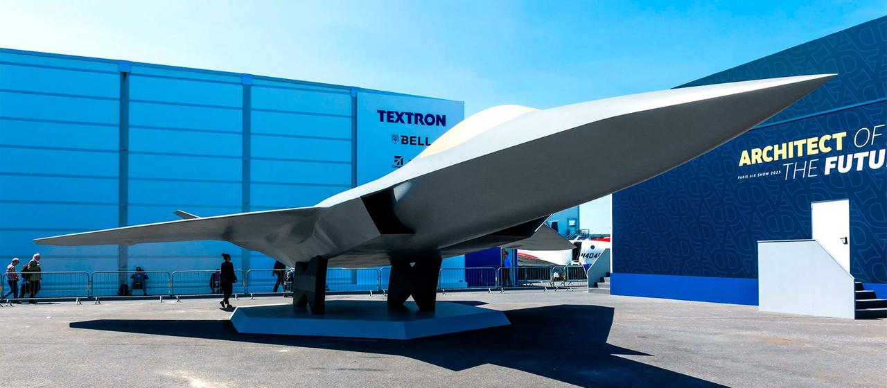 Eines Modell des europäischen Kampfjets (FCAS).