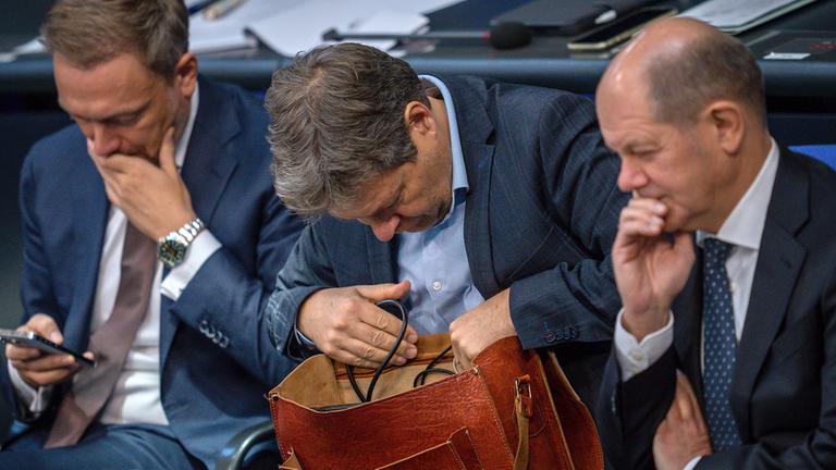 Robert Habeck, Olaf Scholz und Christian Lindner
