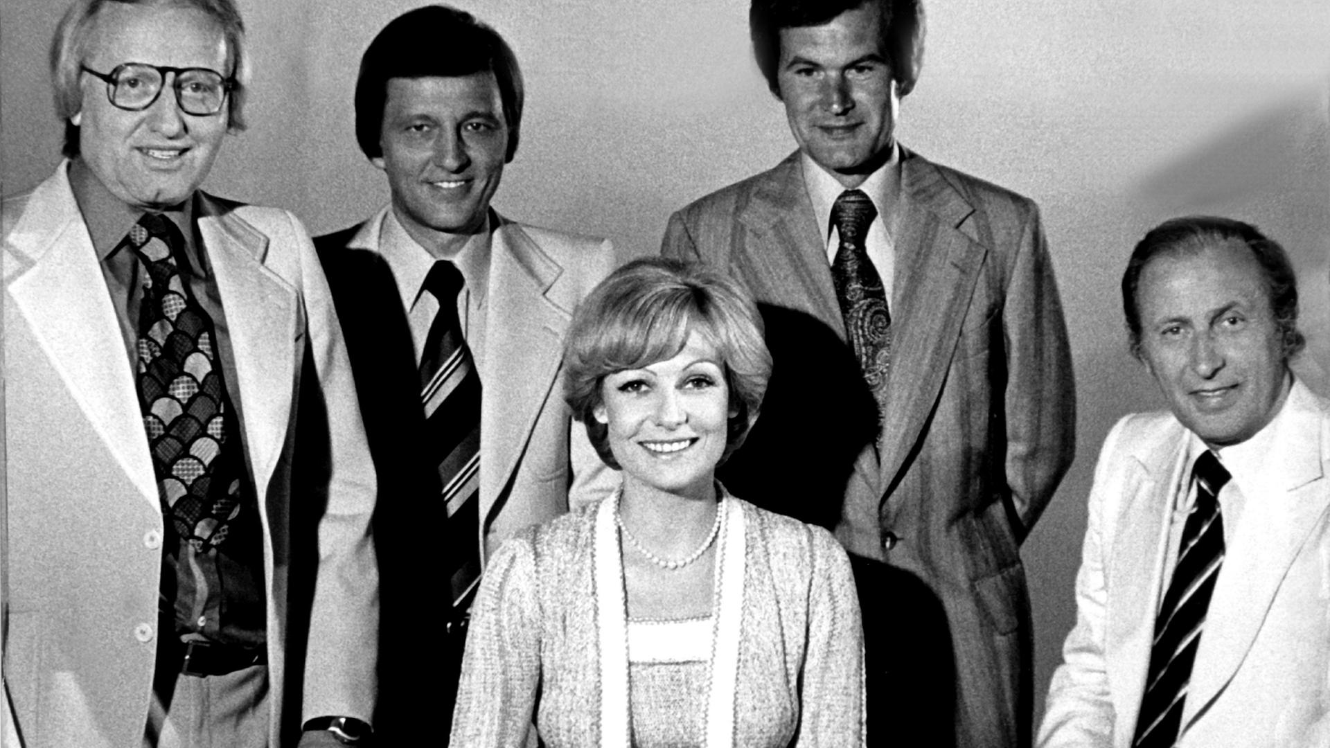Dagmar Berghoff, Werner Veigel, Joachim Brauner, Wilhelm Wieben und Karl-Heinz Köpcke. (Archivbild: 26.08.1976) | -/dpa