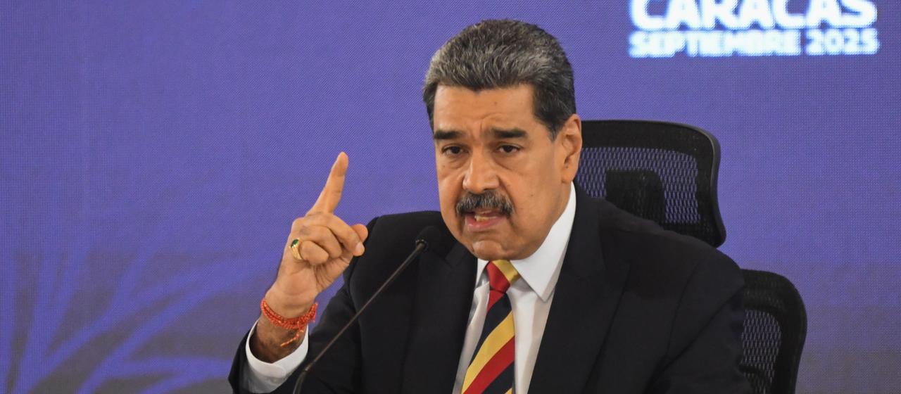 Der venezolanische Präsident Nicolas Maduro spricht auf einer Pressekonferenz (Archivbild: 02.09.2025).