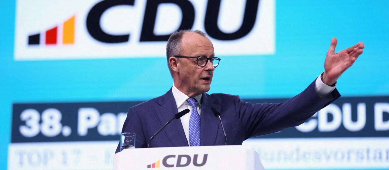 Friedrich Merz hält auf dem 38. Bundesparteitag der CDU eine Rede.
