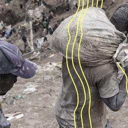 Bergbau in Rubaya. Szenen aus einer der Minen in Rubaya, nahe Goma, Nord-Kivu, DR Kongo.