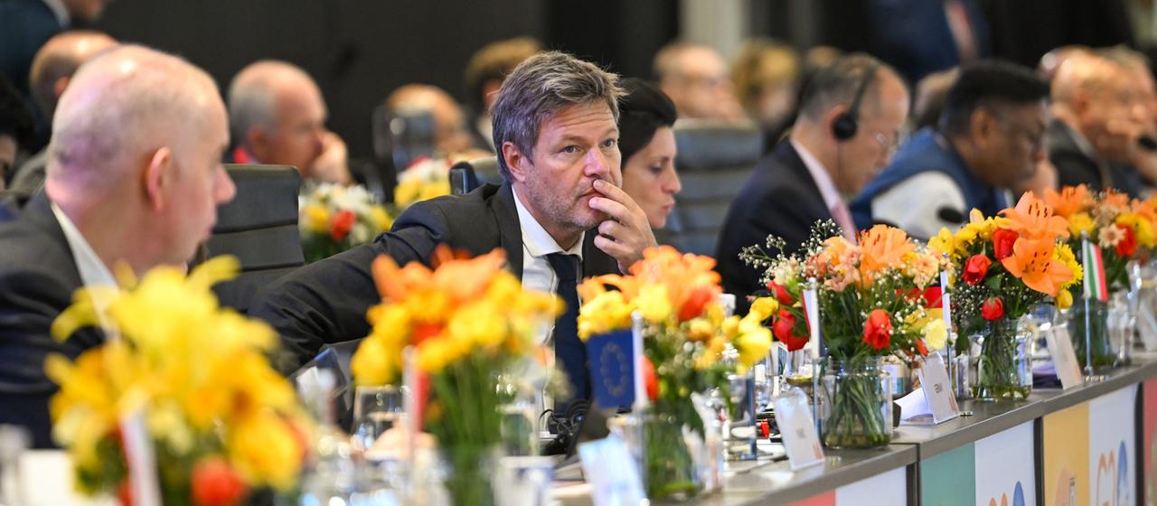 Wirtschaftsminister Robert Habeck beim G20-Energieministertreffen in Gos/Indien