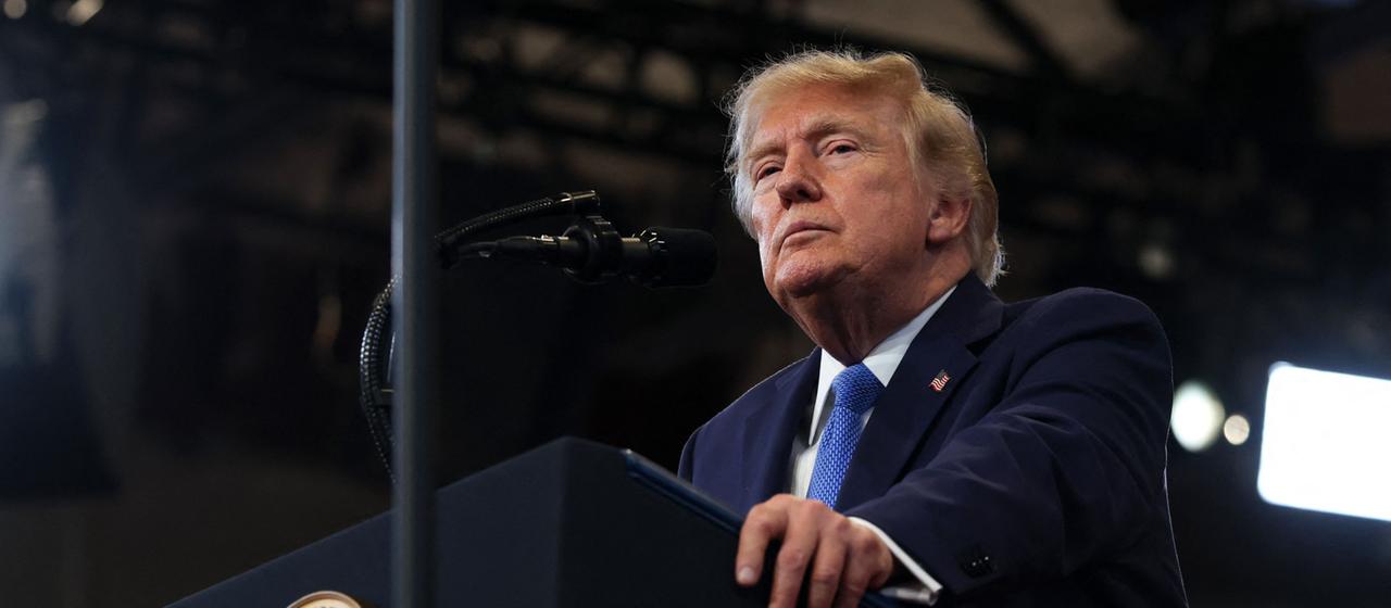 USs-Präsident Trump bei einer Rede in Garden City.
