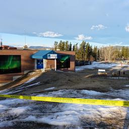 Das abgesperrte Gebiet um die Tumbler Ridge Secondary School in Tumbler Ridge