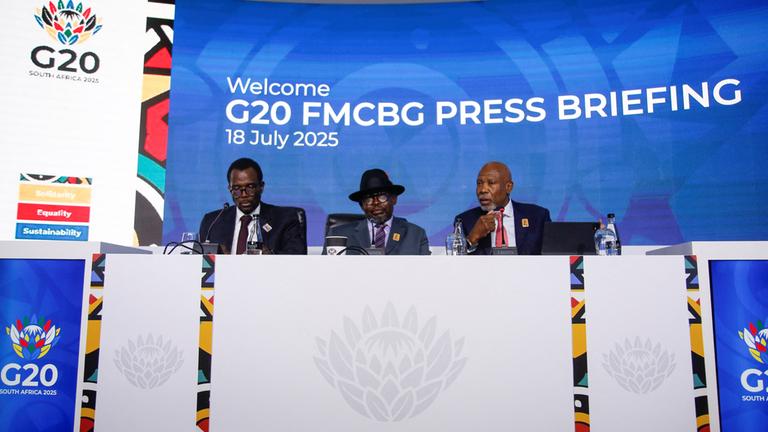 Pressekonferenz der südafrikanischen Teilnehmer des G20-Treffens in Durban.