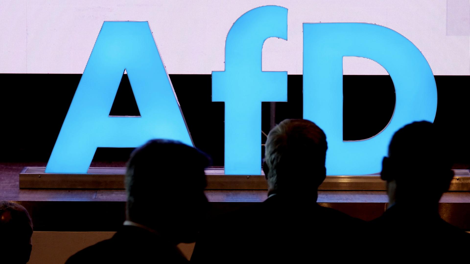 AfD-Schriftzug auf einem Parteitag