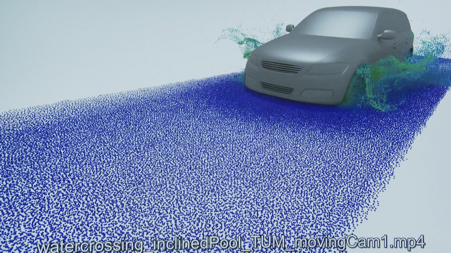 Simulation eines durch Wasser fahrendes Autos | ITWM Kaiserslautern