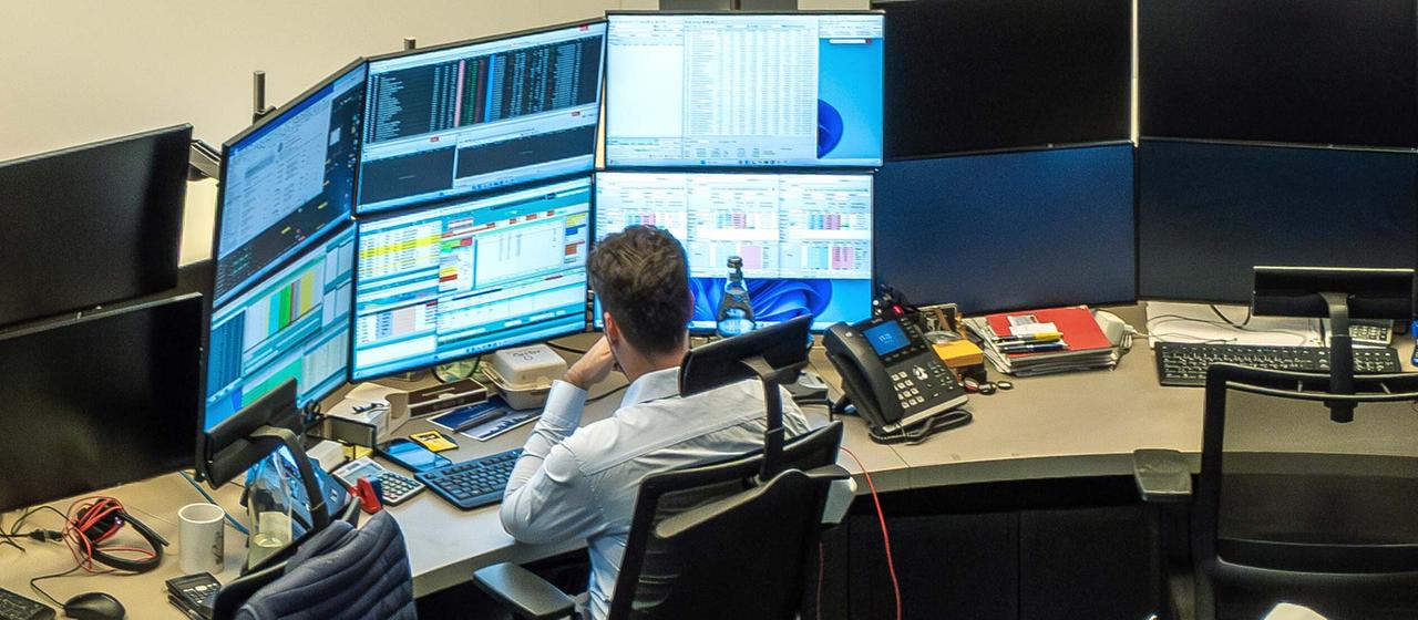 Börsenhändler an der Frankfurter Börse.