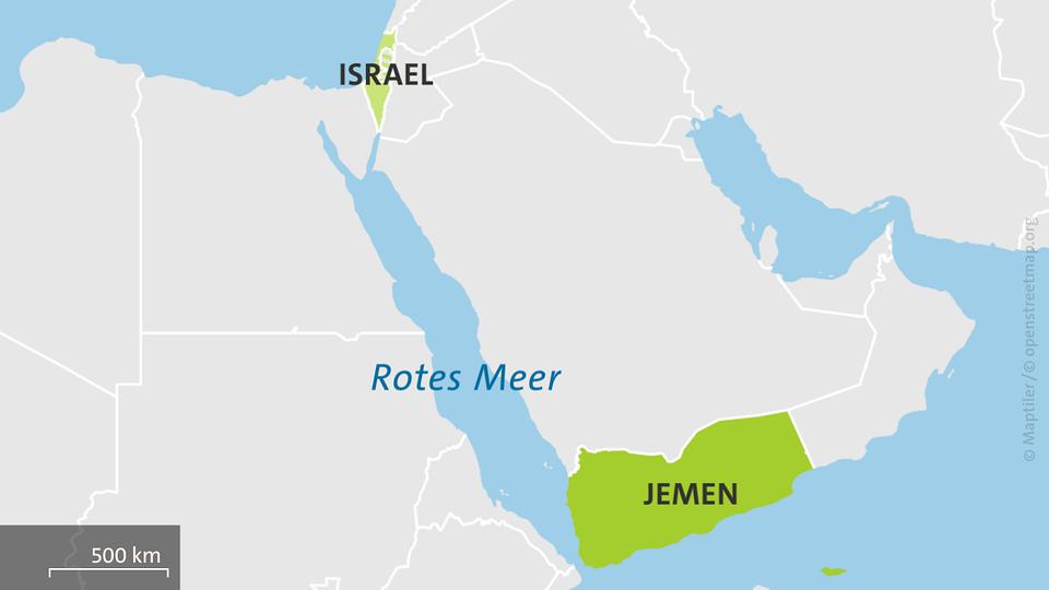 Karte: Jemen, Israel und das Rote Meer