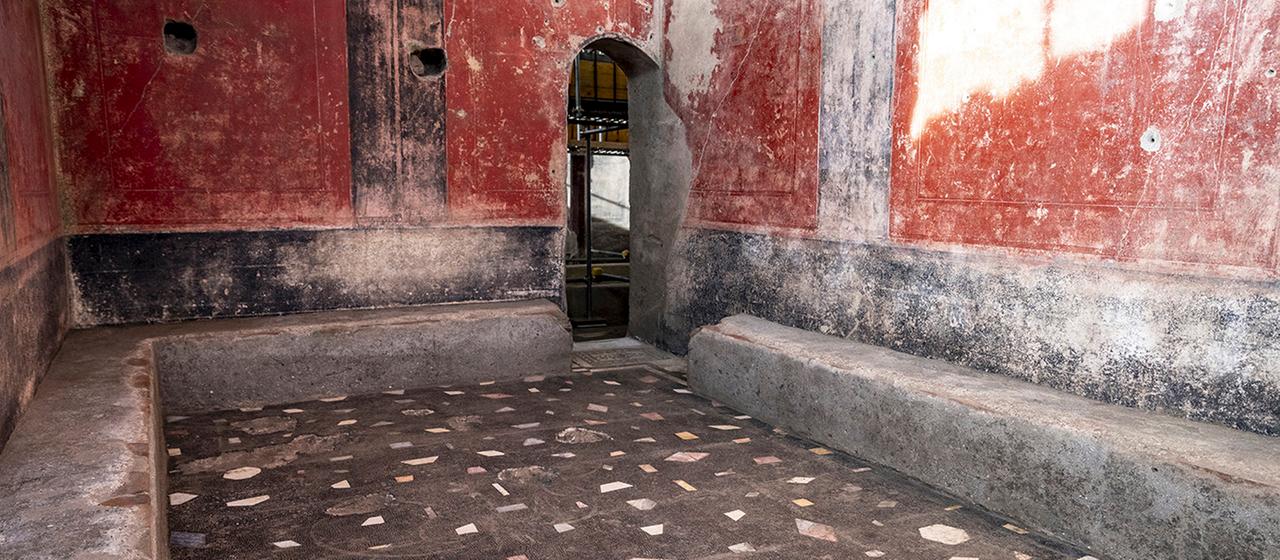 Ein privates Badehaus in der archäologischen Stätte von Pompeji.