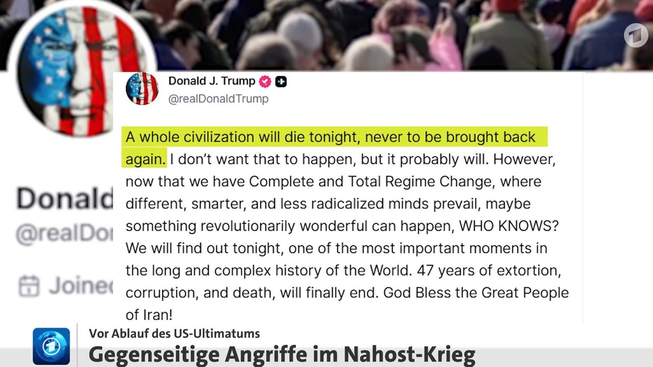 US-Präsident Trump verschiebt das Ultimatum und droht Iran mit dem Untergang einer Zivilisation