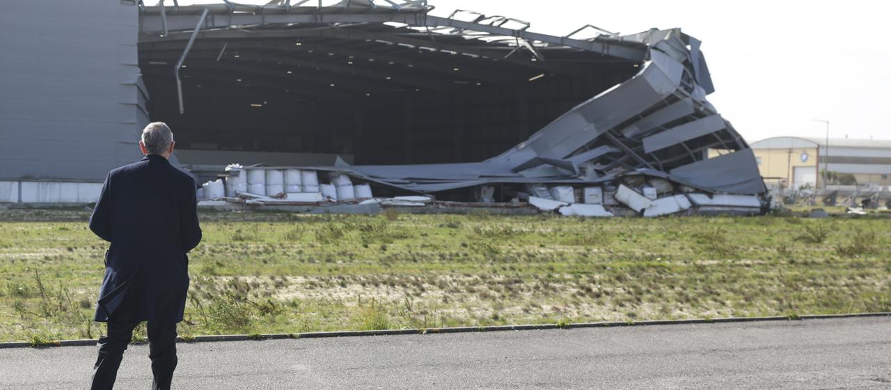 Portugal's Rebelo de Sousa inspects storm damage.