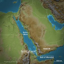 Karte: Rotes Meer mit Position des Schiffes "Al Jasrah"
