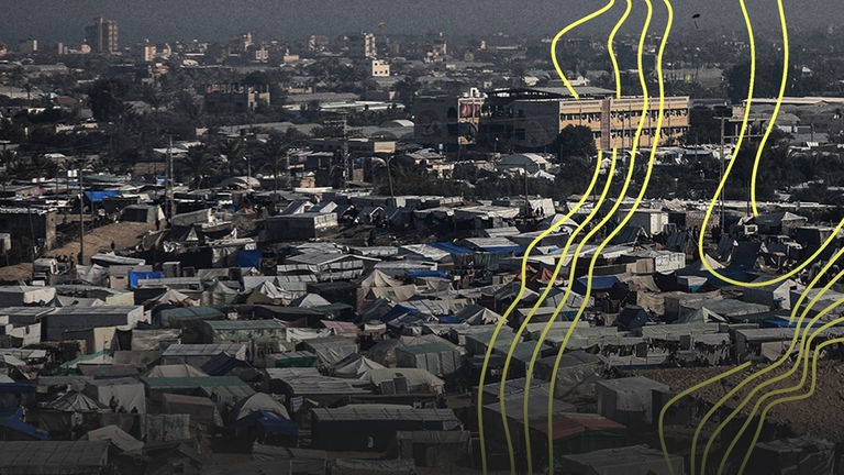 Blick auf ein provisorisches Lager in der Stadt Rafah im südlichen Gaza-Streifen.