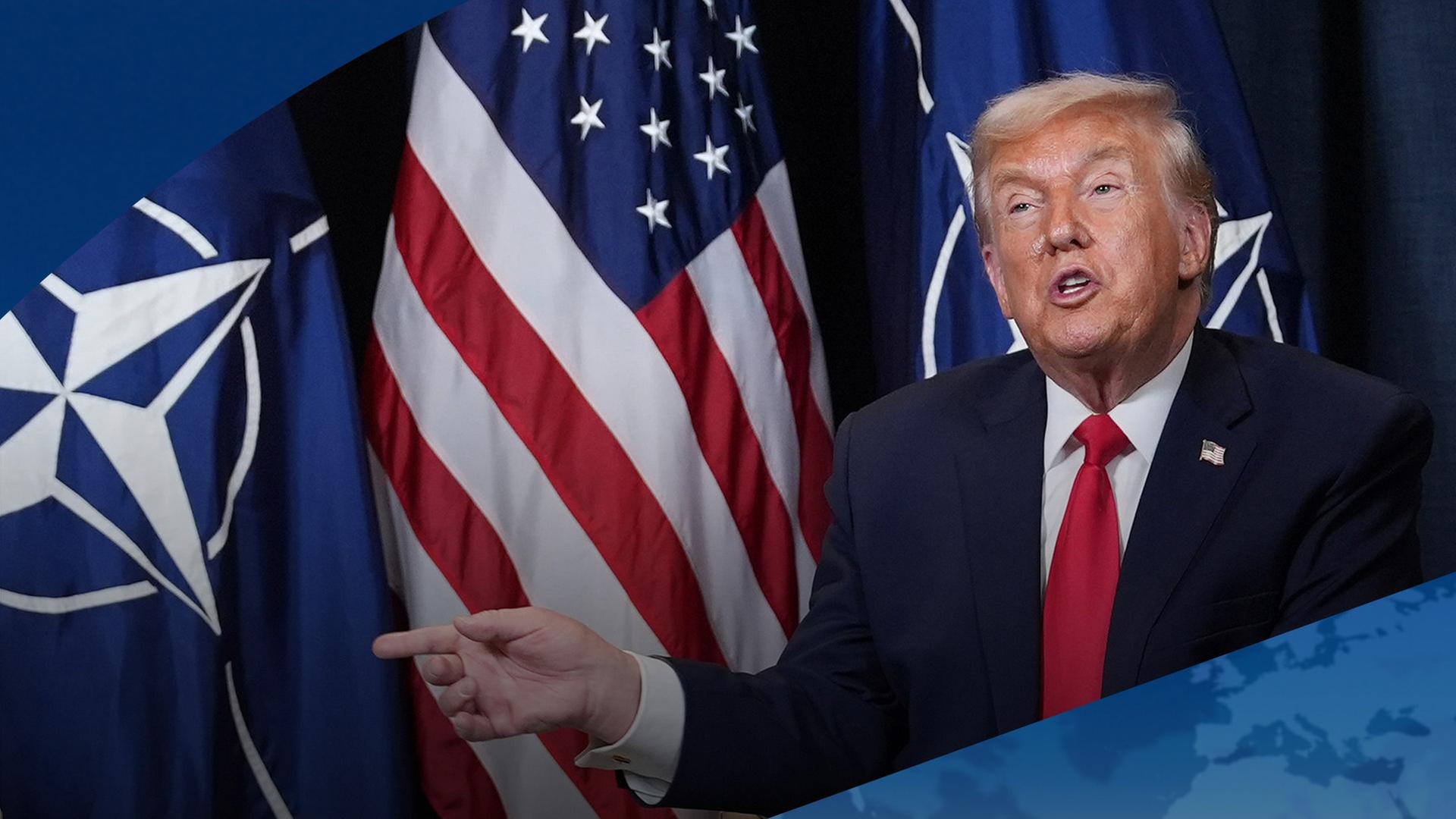 US-PrÃ¤sident Donald Trump trifft sich am 21.1.26 mit NATO-GeneralsekretÃ¤r Rutte. | AP