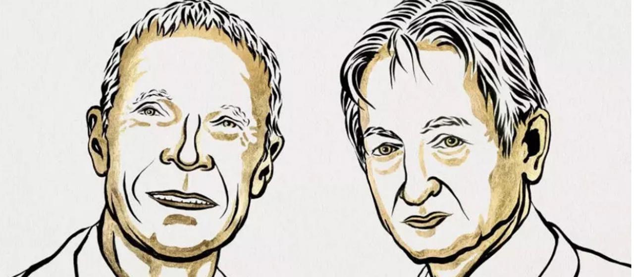Zeichnungen von John Hopfield und Geoffrey Hinton