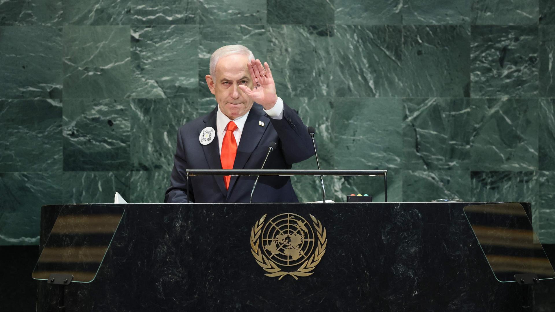 Benjamin Netanjahu vor der UN Vollversammlung | Getty Images via AFP