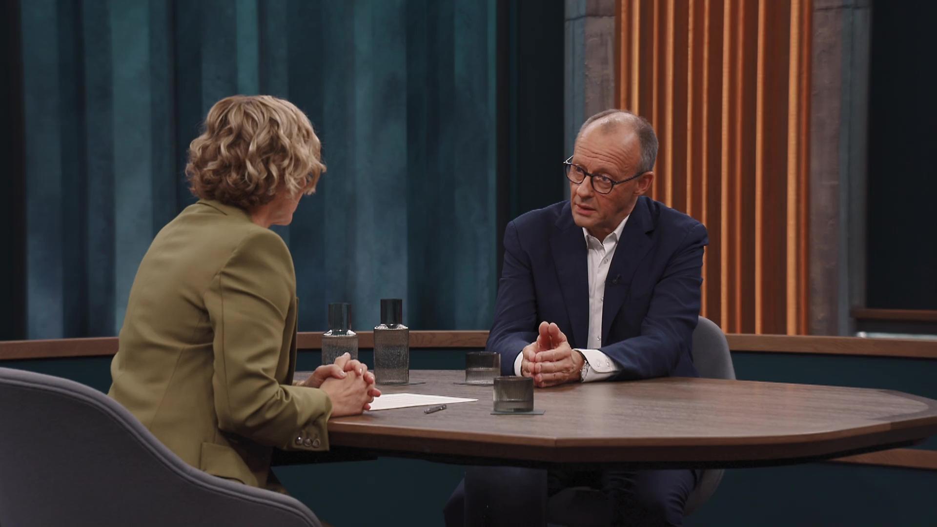 Caren Miosga und Friedrich Merz | ARD-aktuell