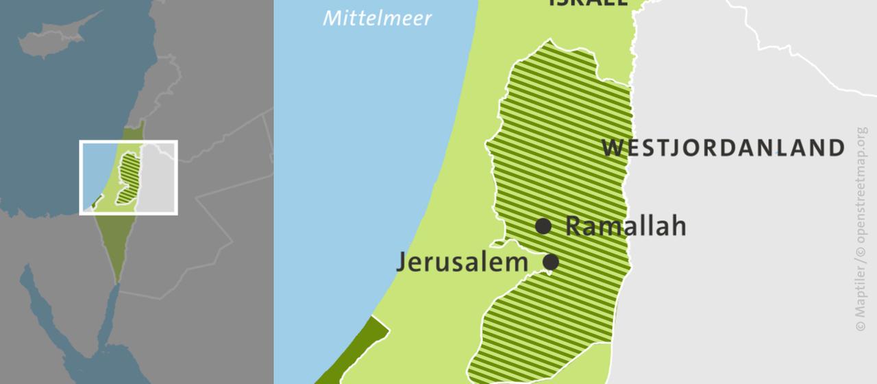 Karte: Westjordanland mit Ramallah